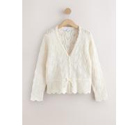 Next Pointelle Tie Waist Knitted Cardigan with Wool medium crema