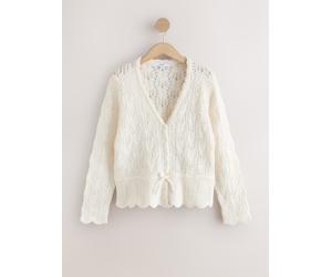 Next Pointelle Tie Waist Knitted Cardigan with Wool medium crema