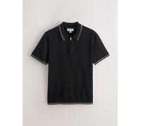 Next Polo a maniche corte con cerniera a un quarto, vestibilità slim N. Premium con profili a contrasto. medium Nero