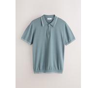 Next Polo a maniche corte con cerniera a un quarto, vestibilità slim N. Premium con profili a contrasto. blu