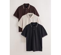 Next Polo a maniche corte in piqué con punta 3 confezione xsmall Nero