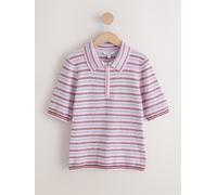 Next Polo a maniche lunghe effetto maglia con zip 48 rosa
