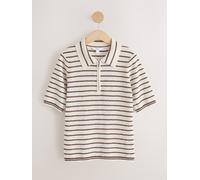 Next Polo a maniche lunghe effetto maglia con zip 50 crema