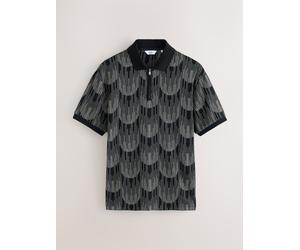 Next Polo con zip a fantasia elegante per feste xxxxlarge Nero