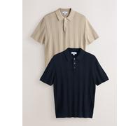 Next Polo in maglia traforata di cotone, confezione da 2 medium blu