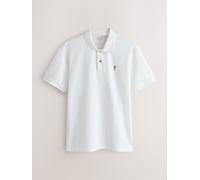 Next Polo in piqué ricamata large Bianco