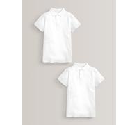 Next Polo scolastiche Easy Fastening 100% cotone, confezione da 2 (3-16anni) 140146cm Bianco