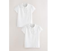 Next Polo scolastiche in cotone con colletto smerlato, confezione da 2 (3-16anni) 140146cm Bianco