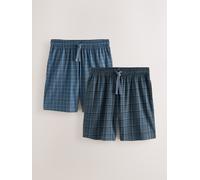 Next Pure Cotton Jersey Check Pyjamas Shorts 2 Pack xxlarge blu