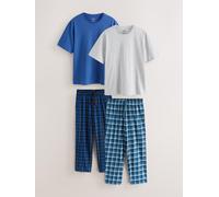Next Pure Cotton Jersey Short Sleeve Pyjamas Set 2 Pack xlarge blu