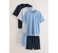 Next Pure Cotton Jersey Short Sleeve Pyjamas Set 3 Pack xsmall blu