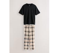 Next Pure Cotton Short Sleeve Jersey Pyjamas Set Nero