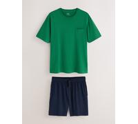 Next Pure Cotton Short Sleeve Jersey Pyjamas Set xlarge verde