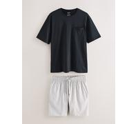 Next Pure Cotton Short Sleeve Jersey Pyjamas Set xxxxlarge Nero