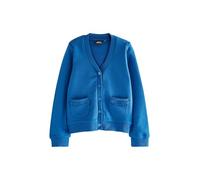 NEXT Ragazza Cardigan per la Scuola in Jersey di Misto Cotone con Tasche e Volant Blu 6 Anni