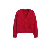 NEXT Ragazza Cardigan per la Scuola in Jersey di Misto Cotone con Tasche e Volant Rosso 6 Anni