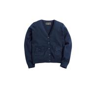 NEXT Ragazza Cardigan per la Scuola in Misto Cotone con Fiocco sulla Tasca Blu Marino 4 Anni