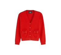 NEXT Ragazza Cardigan per la Scuola in Misto Cotone con Fiocco sulla Tasca Rosso 4 Anni
