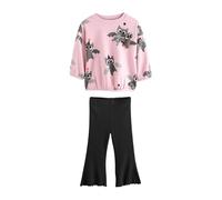 NEXT Ragazza Completo con Top a Maniche Lunghe e Pantaloni Svasati Pink Halloween Padded Bat 6 Anni-7 Anni