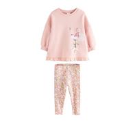 NEXT Ragazza Completo felpa e leggings con volant sul fondo