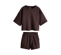 NEXT Ragazza Completo maglietta e shorts morbidissimi Marrone Cioccolato