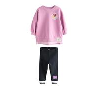 NEXT Ragazza Completo top a maniche lunghe finto strato e leggings con Principesse Disney Viola 6 Anni
