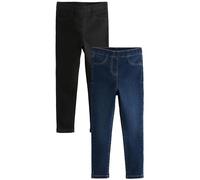 NEXT Ragazza Confezione da 2 Jeggings con Elastico in Vita Black/Dark Denim 8 Anni