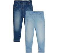 NEXT Ragazza Confezione da 2 Jeggings con Elastico in Vita Mid Blue/Light Blue Denim 3 Mesi-6 Mesi