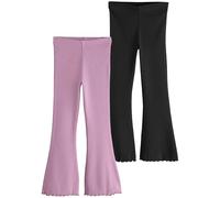 NEXT Ragazza Confezione da 2 Leggings Svasati a Coste | Bambino, 2 Pack, Mid Rise, Pull On, Flared, Lavabile in lavatrice