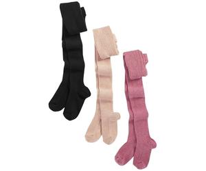 NEXT Ragazza Confezione da 3 collant a coste in misto cotone Pink/Honey Cream/Black 3 Anni-4 Anni
