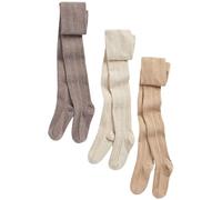 NEXT Ragazza Confezione da 3 collant a trecce in misto cotone Oatmeal Cream/Brown 3 Anni-4 Anni