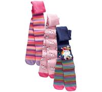 NEXT Ragazza Confezione da 3 collant in misto cotone con unicorni | Bambino, con due diverse fantasie con unicorni e un paio classico a righe