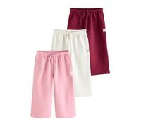 NEXT Ragazza Confezione da 3 Pantaloni da Jogging con Gamba Larga Pink/Burgundy/Oatmeal 3 Anni-4 Anni