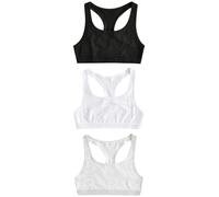 Next Ragazza Confezione da 3 Top Corti con Dorso a Vogatore Nero/Bianco/Grigio 11 Anni