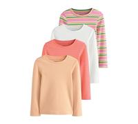 Next Ragazza Confezione da 4 t-Shirt a Maniche Lunghe a Coste Pink/Orange 7 Anni