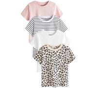 NEXT Ragazza Confezione da 4 T-Shirt Rosa/Righe/Animali 5 Anni