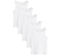 NEXT Ragazza Confezione da 5 Canotte | Bambino, realizzate in misto cotone con una lunghezza maggiore, spalline larghe e taglio alto sul retro
