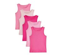 NEXT Ragazza Confezione da 5 Canotte | Bambino, realizzate in misto cotone con una lunghezza maggiore, spalline larghe e taglio alto sul retro