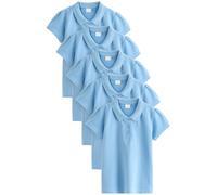 NEXT Ragazza Confezione da 5 Polo a Maniche Corte in 100% Cotone - vestibilità Regular Blu 10 Anni
