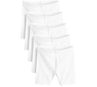 NEXT Ragazza Confezione da 5 Shorts Ciclista Elasticizzati in Misto Cotone Lunghezza Regular Bianco 6 Anni
