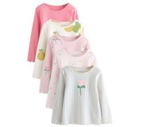 NEXT Ragazza Confezione da 5 Top a Maniche Lunghe a Coste Light Pink 3 Anni-4 Anni