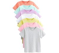 NEXT Ragazza Confezione da 7 Magliette Multi Tinta Unita Pastello 11 Anni