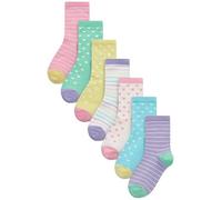 NEXT Ragazza Confezione da 7 paia di calzini alla caviglia in misto cotone a righe e pois Colourful 26.5-30.5