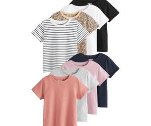 NEXT Ragazza Confezione da 8 T-Shirt in 100% Cotone | Bambino, Caratterizzate da colori e fantasie divertenti, tra cui un’originale stampa animalier