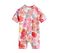 NEXT Ragazza Costume da Bagno Che Protegge dal Sole Pink/Rust Floral 18 Mesi