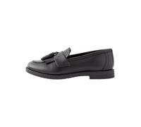 NEXT Ragazza Mocassini per la Scuola in Pelle con Nappa - Pianta Larga (G) Matt Black