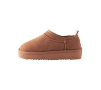 NEXT Ragazza Pantofole flatform con interno in pile | Marrone scuro, 37, Pull-On
