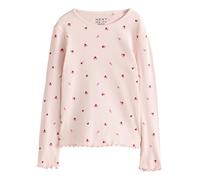 Next Ragazza T-Shirt a Maniche Lunghe a Coste Pink Cherry Hearts 4 Anni