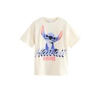 NEXT Ragazza T-Shirt Ufficiale Oversize Disney Lilo And Stitch in 100% Cotone Bianco 10 Anni
