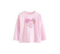 NEXT Ragazza Top con Paillettes e Maniche a 3/4 Pink Heart 7 Anni